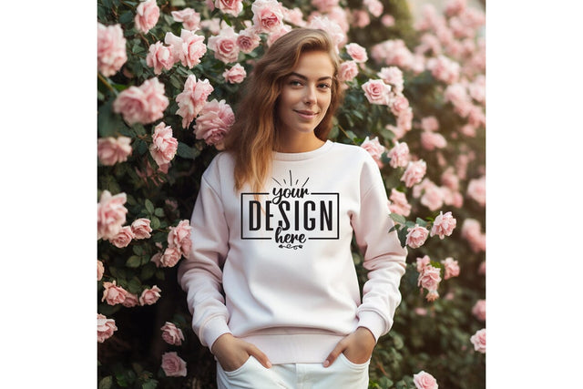 Gildan 18000 White Sweatshirt Mockup Mock Up Photo Craftlabsvg24 