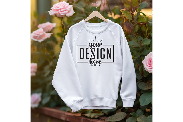 Gildan 18000 Woman White Sweatshirt Mockup Mock Up Photo Craftlabsvg24 