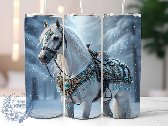 Gilded Elegant Christmas Horse Tumbler, Elegant Holiday Sublimation Design, Festive Cup Art, 20oz Xmas Tumbler, Whimsical Horse Mug, Stylish Christmas Cup, Cozy Holiday Wrap Sublimation ToriDesigns 