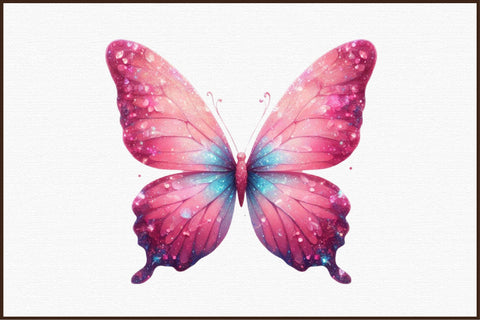 Gilter Pink Butterfly Clipart Bundle Sublimation designartist 