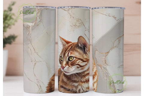 Ginger Cat Marble 20oz Tumbler Wrap Sublimation PixelChick 