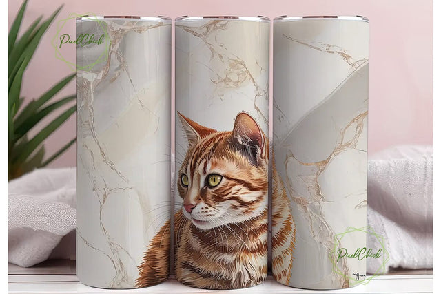 Ginger Cat Marble 20oz Tumbler Wrap Sublimation PixelChick 