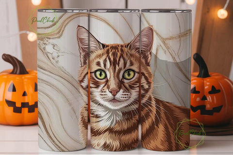 Ginger Cat Marble 20oz Tumbler Wrap Sublimation PixelChick 