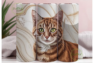 Ginger Cat Marble 20oz Tumbler Wrap Sublimation PixelChick 