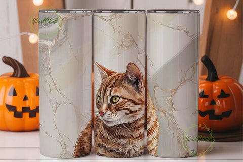 Ginger Cat Marble 20oz Tumbler Wrap Sublimation PixelChick 