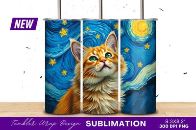 Ginger Cat Starry Night Sky Artistic Dream Sublimation Regulrcrative 