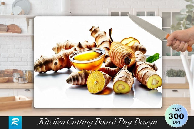 Ginger Isolated on White Background Cutting Board Sublimation Regulrcrative 