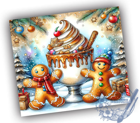 Gingerbread 20oz Skinny Tumbler, Cute Christmas Tumbler Png, Straight & Tapered Tumbler Wrap, Instant Digital Download Sublimation ToriDesigns 