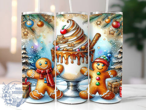Gingerbread 20oz Skinny Tumbler, Cute Christmas Tumbler Png, Straight & Tapered Tumbler Wrap, Instant Digital Download Sublimation ToriDesigns 