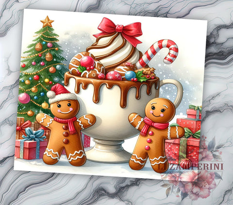 Gingerbread 20oz Tumbler Wrap PNG, Cute Christmas Tumbler Png, Straight & Tapered Tumbler Wrap, Instant Digital Download Sublimation Li Zamperini 
