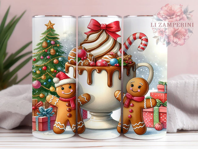 Gingerbread 20oz Tumbler Wrap PNG, Cute Christmas Tumbler Png, Straight & Tapered Tumbler Wrap, Instant Digital Download Sublimation Li Zamperini 