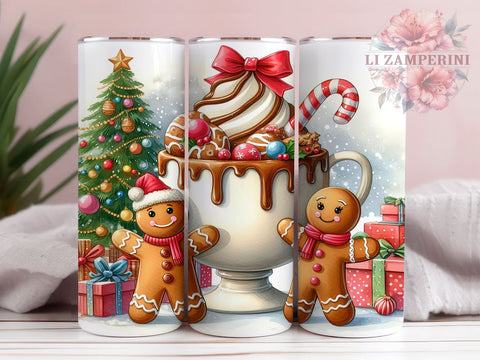 Gingerbread 20oz Tumbler Wrap PNG, Cute Christmas Tumbler Png, Straight & Tapered Tumbler Wrap, Instant Digital Download Sublimation Li Zamperini 