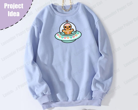 Gingerbread Alien Ship SVG, Sublimation, PNG, JPEG, Holiday Alien, Spaceship, For Cricut and Silhouette, Kawaii, Cute Christmas SVG Lavender Paper Cut 