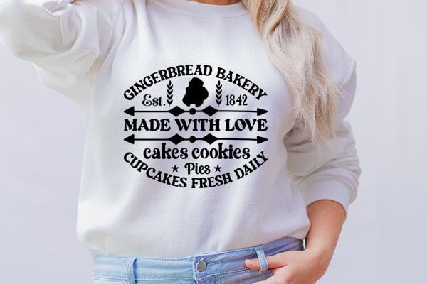 Gingerbread bakery est. 1842 made with love cakes cookies pies cupcakes fresh daily SVG Angelina750 
