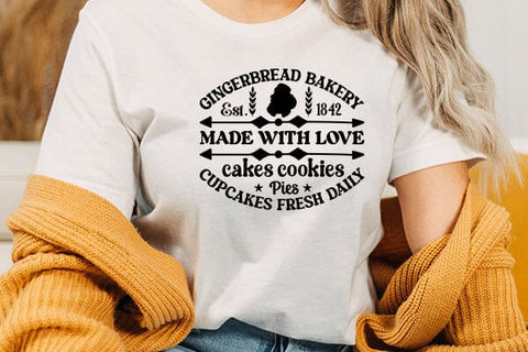 Gingerbread bakery est. 1842 made with love cakes cookies pies cupcakes fresh daily SVG Angelina750 