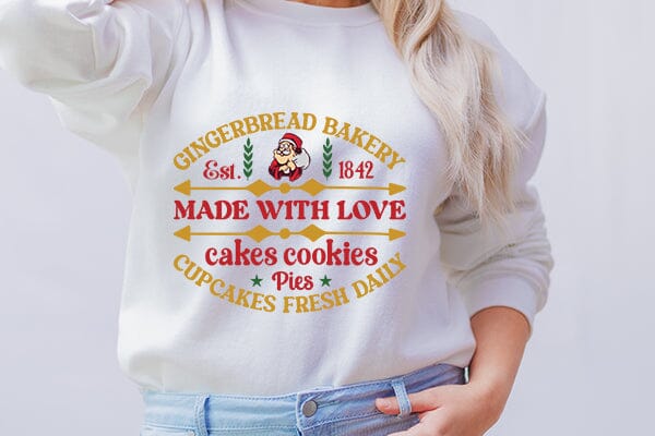 Gingerbread bakery est. 1842 made with love cakes cookies pies cupcakes fresh daily SVG Angelina750 