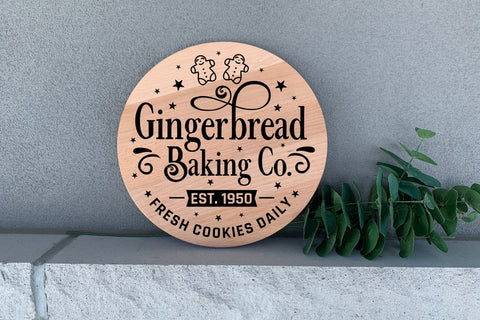 Gingerbread Baking Co - Christmas Round Sign SVG SVG CraftLabSVG 