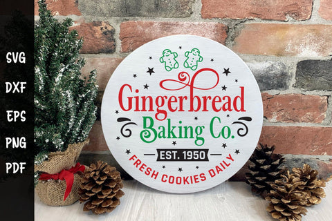 Gingerbread Baking Co - Christmas Round Sign SVG SVG CraftLabSVG 