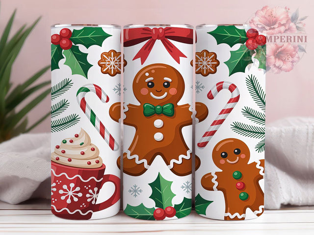 Gingerbread Candy Cane Tumbler, Christmas Tumbler Design, 20Oz Sublimation, Holiday Sweet Printable, Festive Gingerbread Wrap, Candy Cane Pattern, Christmas Treats Art Sublimation Li Zamperini 