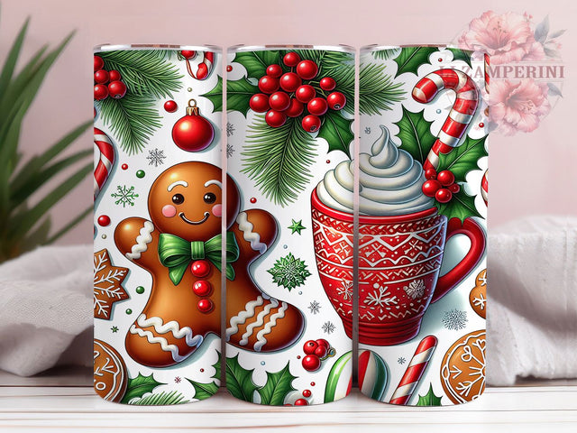 Gingerbread Candy Cane Tumbler, Christmas Tumbler Design, 20Oz Sublimation, Holiday Sweet Printable, Festive Gingerbread Wrap, Candy Cane Pattern, Christmas Treats Art Sublimation Li Zamperini 