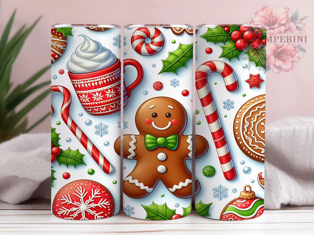 Gingerbread Candy Cane Tumbler, Christmas Tumbler Design, 20Oz Sublimation, Holiday Sweet Printable, Festive Gingerbread Wrap, Candy Cane Pattern, Christmas Treats Art Sublimation Li Zamperini 