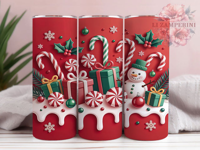 Gingerbread Candy Christmas Tumbler, Christmas Candy Wrap, 20Oz Skinny Tumbler, Hot Chocolate Sublimation, Holiday Treat Tumbler, Cozy Winter Cocoa Design, Festive Dessert Wrap Sublimation Li Zamperini 