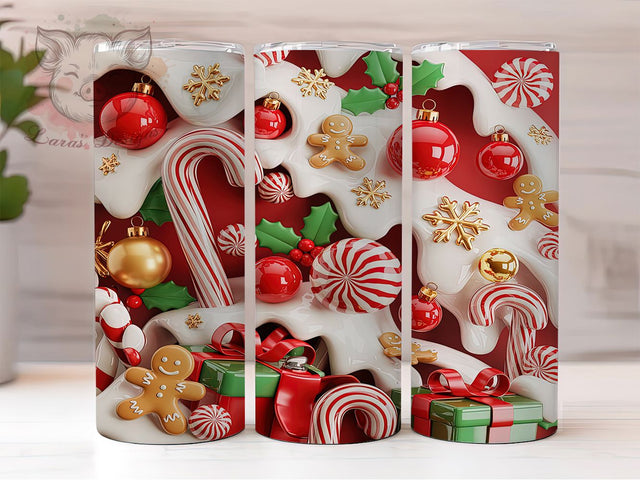 Gingerbread Candy Christmas Tumbler, Christmas Cookie Wrap, Hot Chocolate Sublimation Design, Holiday Treats Cup, 20Oz Skinny Tumbler Wrap, Sweet Christmas Mug, Festive Dessert Design Sublimation Lara' s Designs 