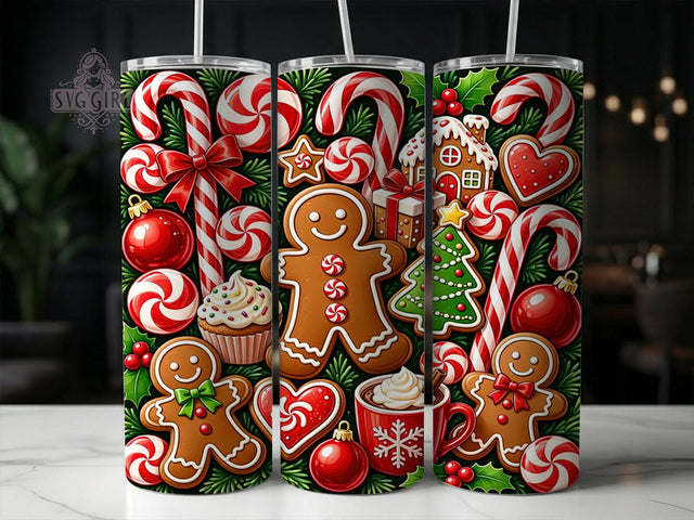 Gingerbread Candy Collage 20oz Tumbler, Gingerbread Candy, Candy Collage, Gingerbread Tumbler, 20oz Tumbler, Christmas Tumbler, Holiday Tumbler, Tumbler Wrap Sublimation SvggirlplusArt 