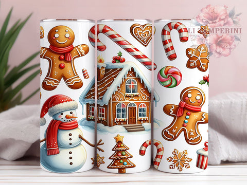 Gingerbread Christmas 20 oz Skinny Tumbler Sublimation Design, Straight & Tapered Tumbler Png, Gingerbread Man Tumbler Png, Digital Download PNG Sublimation Li Zamperini 