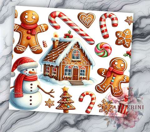 Gingerbread Christmas 20 oz Skinny Tumbler Sublimation Design, Straight & Tapered Tumbler Png, Gingerbread Man Tumbler Png, Digital Download PNG Sublimation Li Zamperini 