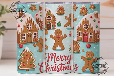 Gingerbread Christmas 20oz Tumbler Wrap Sublimation sassyprint 