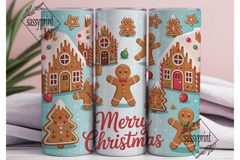 Gingerbread Christmas 20oz Tumbler Wrap Sublimation sassyprint 