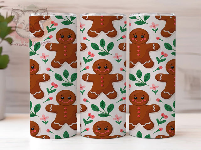 Gingerbread Christmas Cookie Tumbler, Seamless Pattern, Christmas Tumbler, 20Oz Wrap Design, Holiday Sublimation, Gingerbread Art, Festive Cookie Design Sublimation Lara' s Designs 