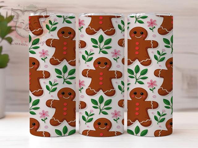 Gingerbread Christmas Cookie Tumbler, Seamless Pattern, Christmas Tumbler, 20Oz Wrap Design, Holiday Sublimation, Gingerbread Art, Festive Cookie Design Sublimation Lara' s Designs 