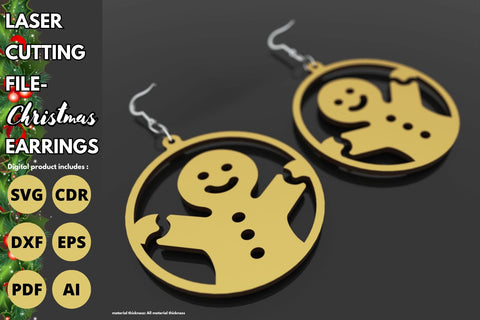Gingerbread Christmas Earrings | paper cut | svg laser Glowforge SVG tofigh4lang 
