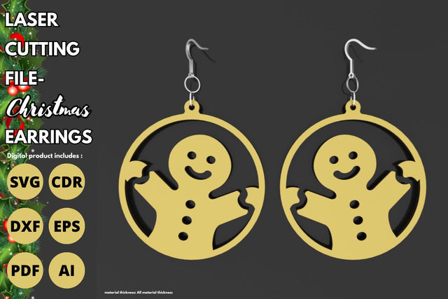 Gingerbread Christmas Earrings | paper cut | svg laser Glowforge SVG tofigh4lang 