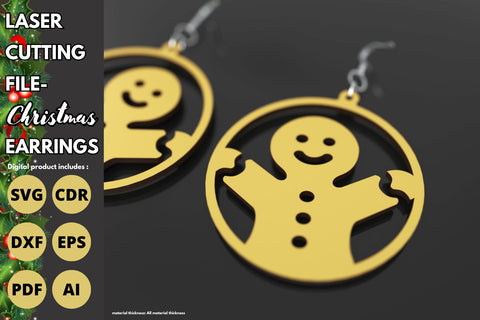 Gingerbread Christmas Earrings | paper cut | svg laser Glowforge SVG tofigh4lang 