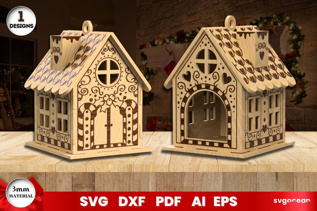 Gingerbread Christmas House Laser Cut SVG SvgOcean 