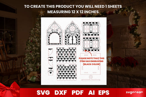 Gingerbread Christmas House Laser Cut SVG SvgOcean 