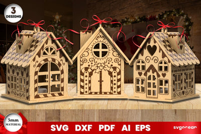 Gingerbread Christmas Houses Laser Cut SVG SvgOcean 