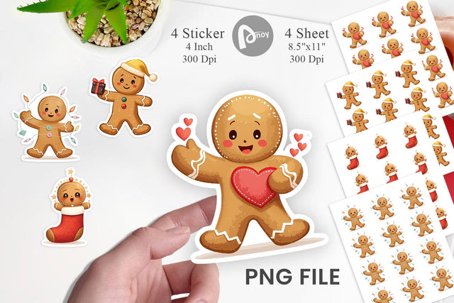 Gingerbread Christmas Joy Sticker Sublimation artnoy 