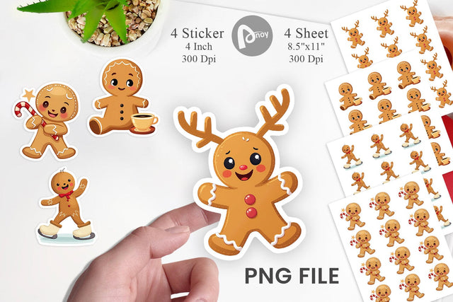 Gingerbread Christmas Joy Sticker Sublimation artnoy 