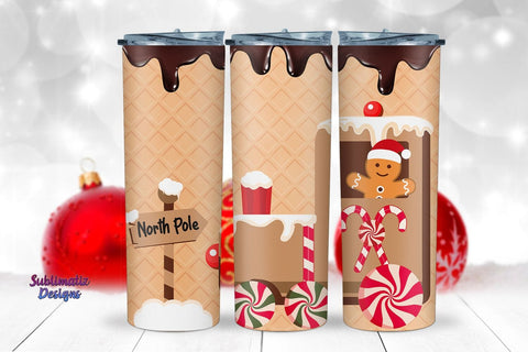 Gingerbread Christmas Train Tumbler Wrap | 20 oz Skinny Tumbler Wrap Sublimation Christmas Design Sublimation Sublimatiz Designs 