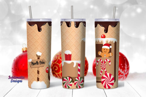 Gingerbread Christmas Train Tumbler Wrap | 20 oz Skinny Tumbler Wrap Sublimation Christmas Design Sublimation Sublimatiz Designs 