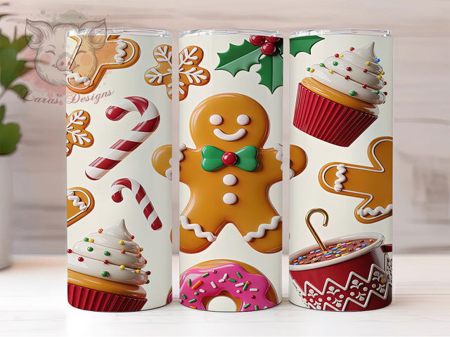 Gingerbread Christmas Treats 20oz Tumbler, Gingerbread Design, Christmas Treats, Holiday Theme, Sublimation Wrap, 20oz Tumbler, Festive Aesthetic, Sweet Charm Sublimation Lara' s Designs 