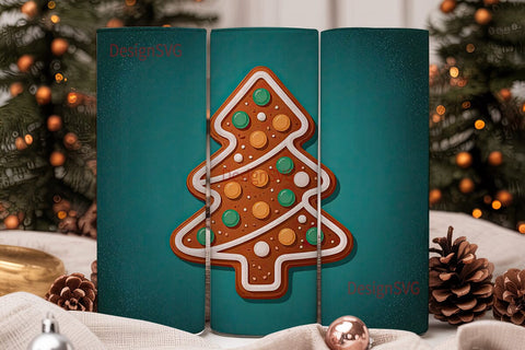 Gingerbread Christmas Tree 20oz Tumbler Sublimation DesignSVG 