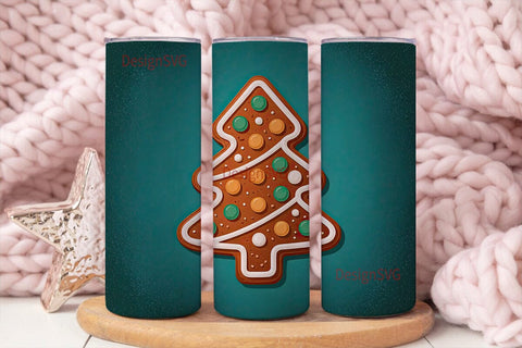 Gingerbread Christmas Tree 20oz Tumbler Sublimation DesignSVG 