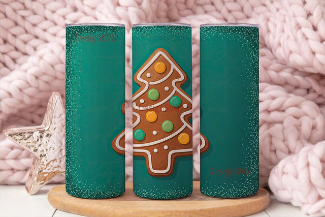 Gingerbread Christmas Tree 20oz Tumbler Sublimation DesignSVG 