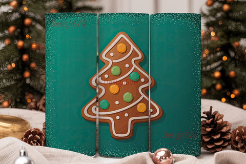 Gingerbread Christmas Tree 20oz Tumbler Sublimation DesignSVG 