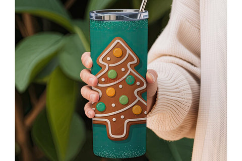 Gingerbread Christmas Tree 20oz Tumbler Sublimation DesignSVG 